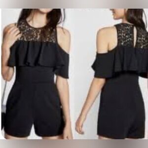 NEW with tags Express Black Off the Shoulder lace romper. Size 10
